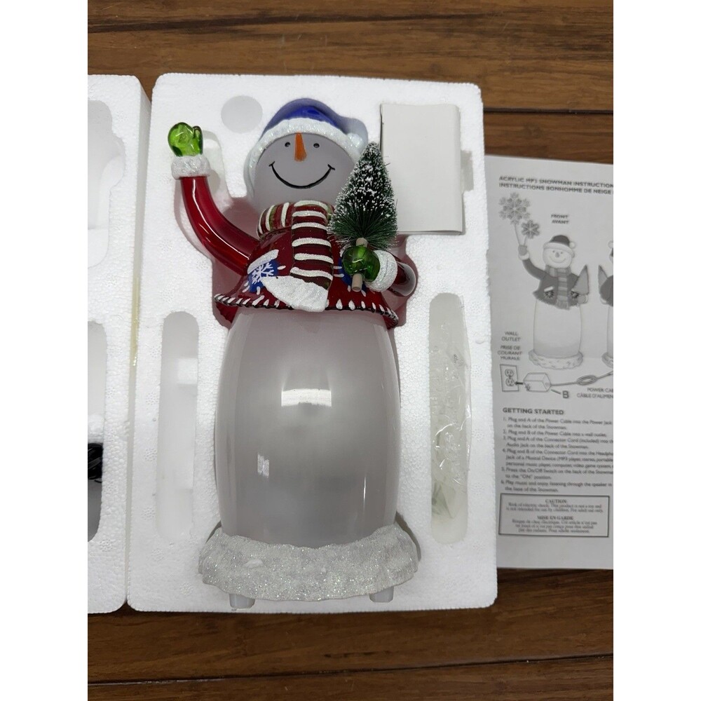 2006 Avon Acrylic Snowman MP3 Music Speaker System Christmas Decor New In Box